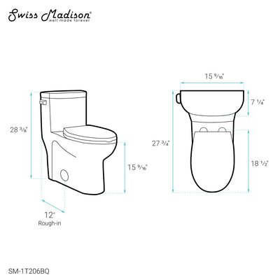 Sublime One-Piece Elongated Left Side Flush Handle Toilet in Bisque 1.28 gpf