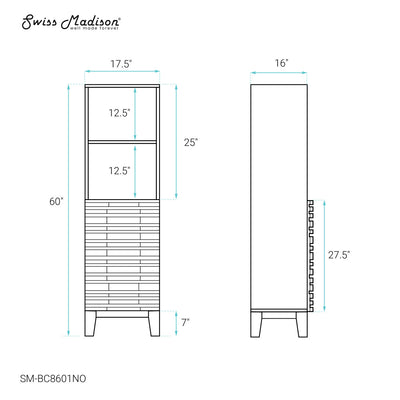 Cascade 17 x 17 x 60 Freestanding Linen Cabinet in Natural Oak