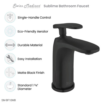 Sublime Single Hole, Single-Handle, Bathroom Faucet in Matte Black