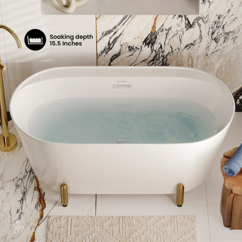 Monaco 59" Freestanding Bathtub with Brushed Gold Stand