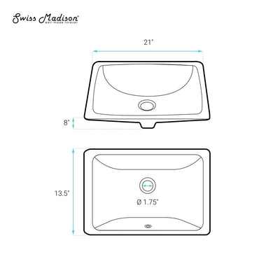 Voltaire 21 Rectangular Under-Mount Bathroom Sink