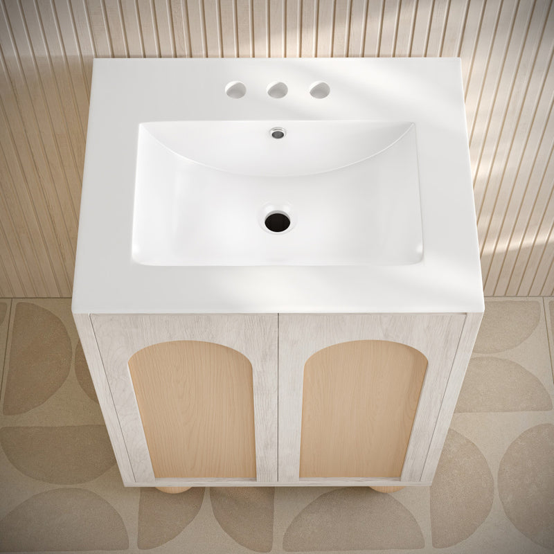 Plaisir II 24" Freestanding Bathroom Vanity in White Oak with 3-Hole Centerset Sink Top