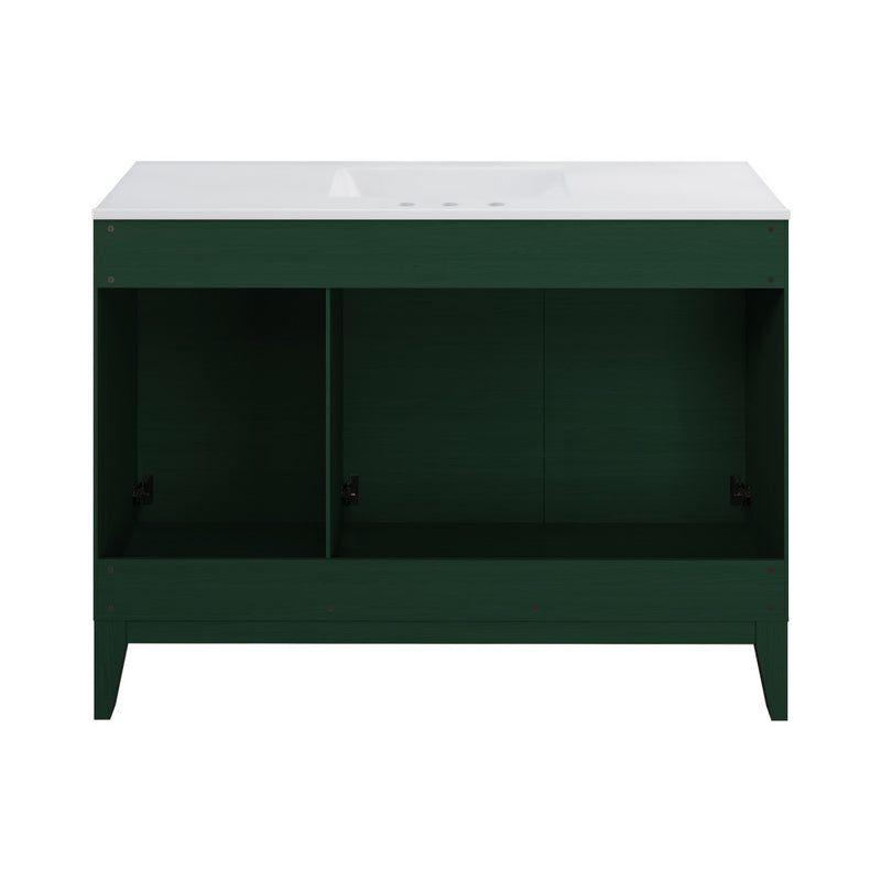 Cascade 48" Freestanding Bathroom Vanity in Green Oak with 3-Hole Widespread Sink Top