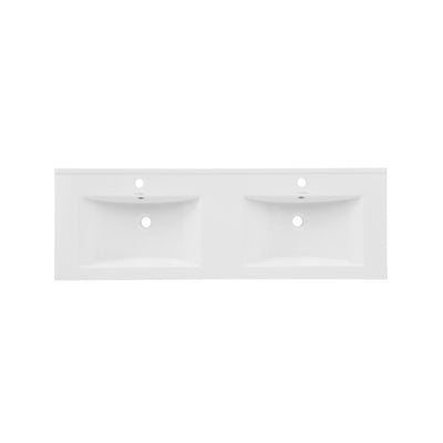 48" Double Basin Vanity Sink Top in Glossy White