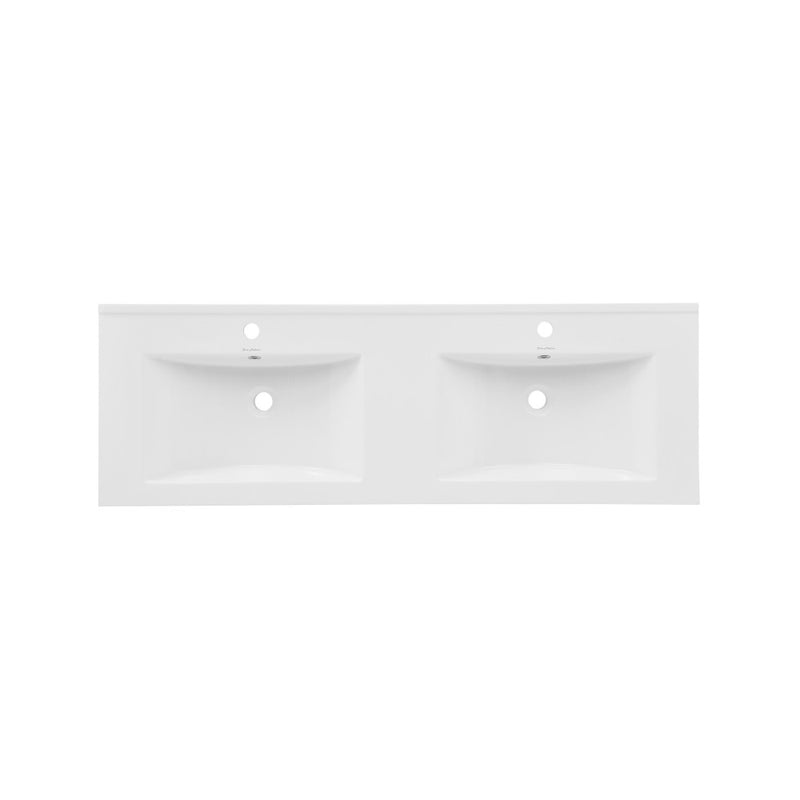 48" Double Basin Vanity Sink Top in Glossy White