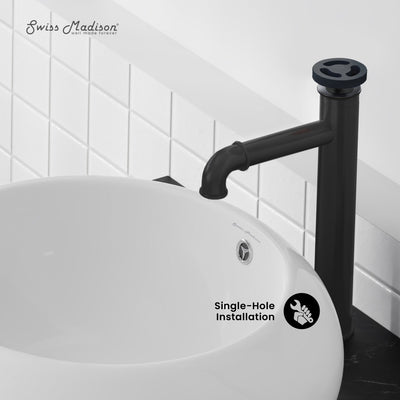 Avallon Single Hole, Single-Handle Wheel, High Arc Bathroom Faucet in Matte Black