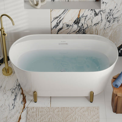 Monaco 59" Freestanding Bathtub with Brushed Gold Stand