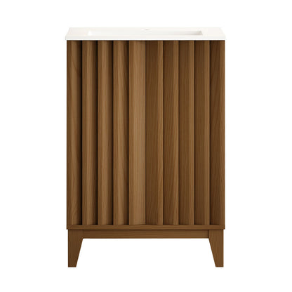 Troyes 24" Freestanding Bathroom Vanity in Brown Oak with Sink Top