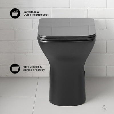 Carre Back-to-Wall Elongated Toilet Bowl in Matte Black