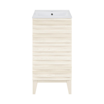 Cascade 18" Freestanding Bathroom Vanity in White Oak with Sink Top