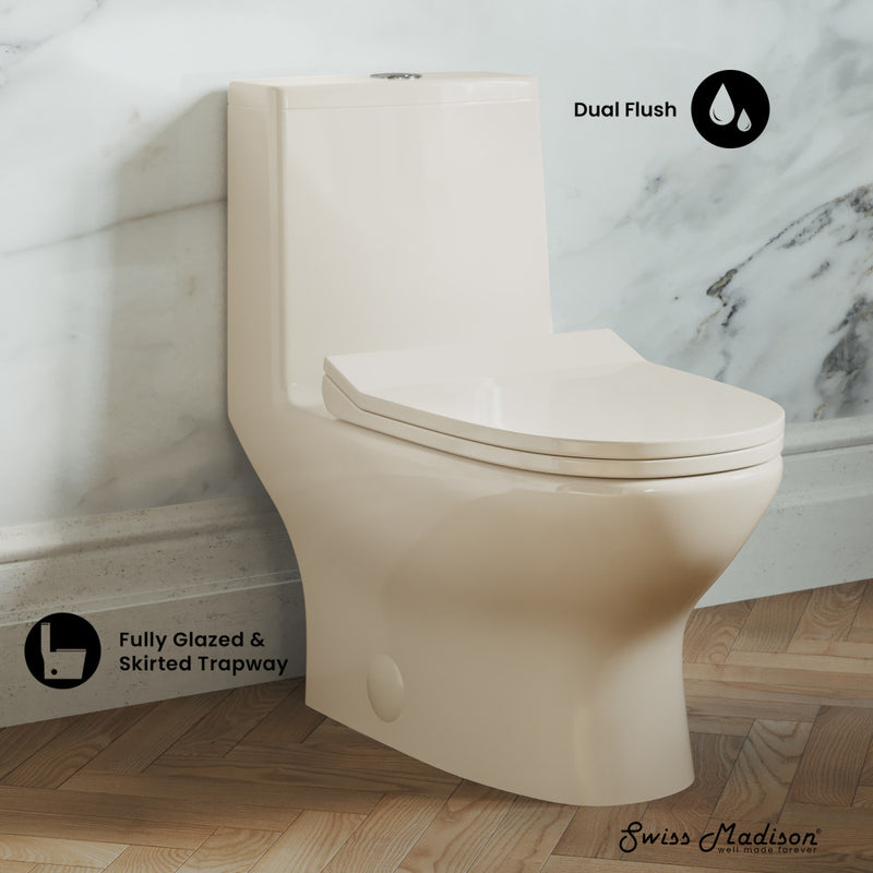 Ivy One Piece Toilet Dual Vortex Flush 1.1/1.6 gpf in Bisque