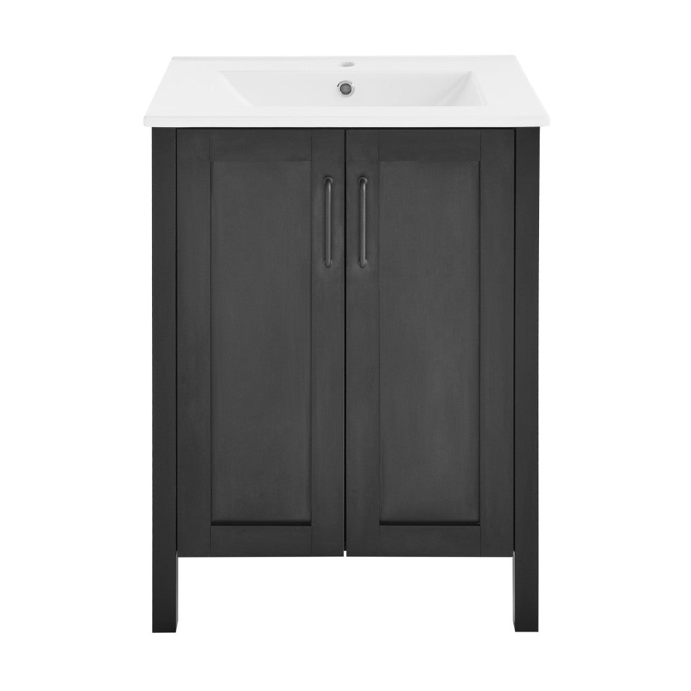 Avallon 24" Freestanding Bathroom Vanity in Black with Sink Top
