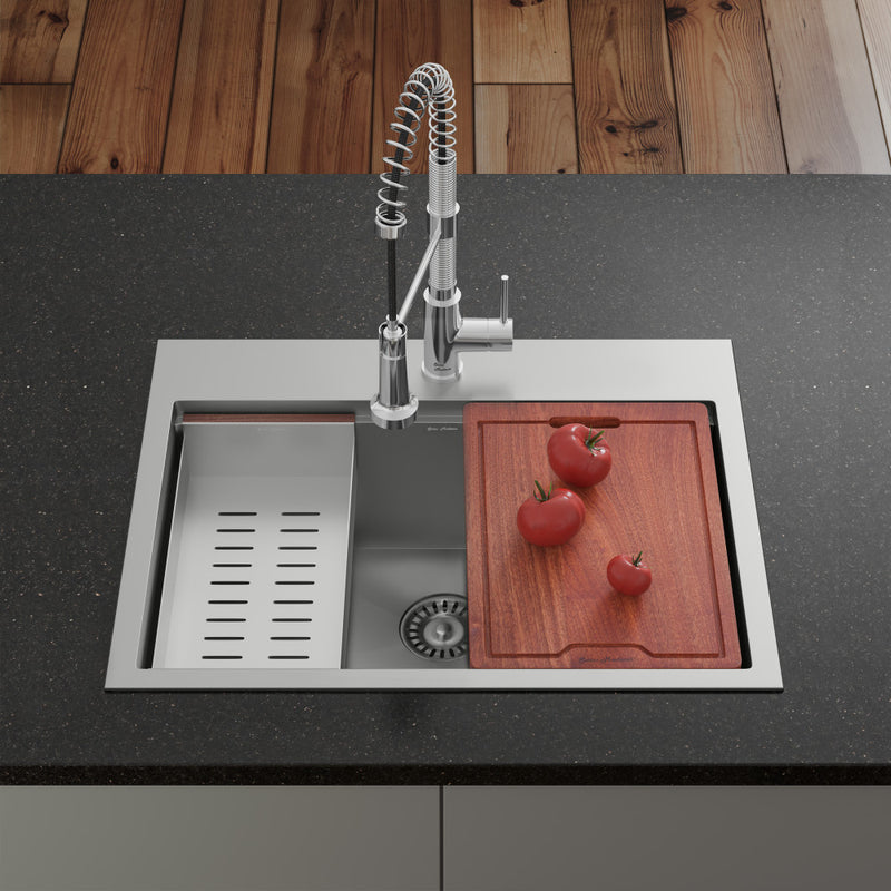 Ravi Single Basin 30 x 22 Topmount Kitchen Workstation Sink