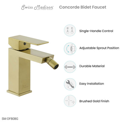 Concorde Bidet Faucet in Brushed Gold