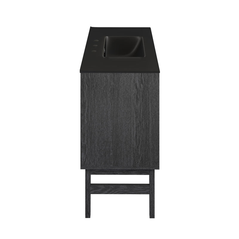 Bosse 36" Freestanding Bathroom Vanity in Black Oak with Black 3-Hole Widespread Sink Top