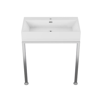 Concorde 30" Rectangle Console Sink with Matte Silver Legs