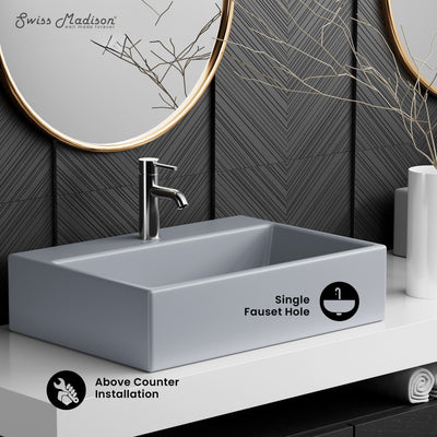 Claire 20"  Rectangle Ceramic Vessel Sink in Matte Gray