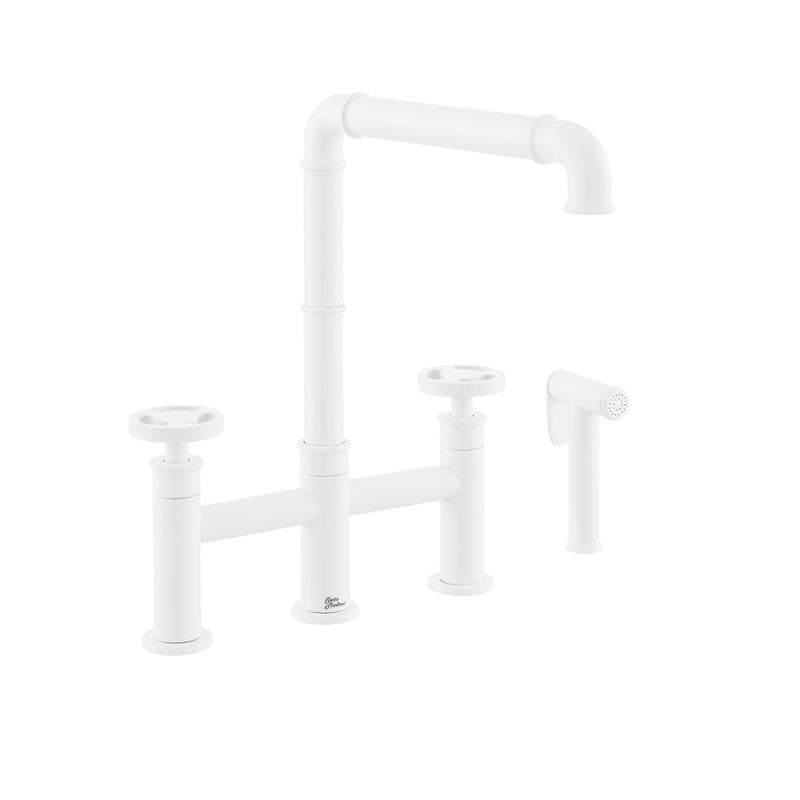 Avallon Pro Widespread Kitchen Faucet with Side Sprayer in Matte White