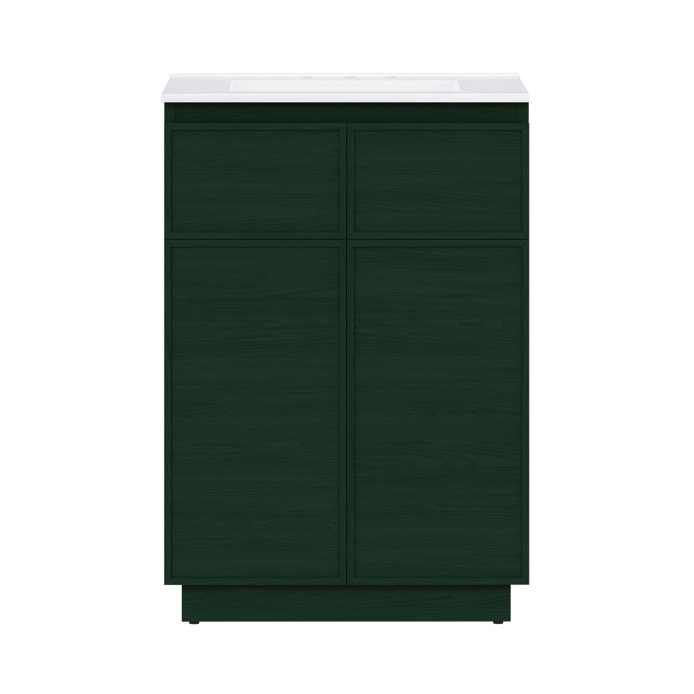 St. Tropez 24" Freestanding Bathroom Vanity in Green Oak with 3-Hole Widespread Sink Top