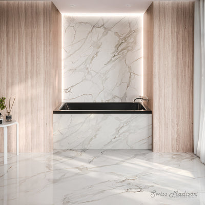 Voltaire 54 x 30 Right Drain Soaking Alcove Bathtub in Glossy Black