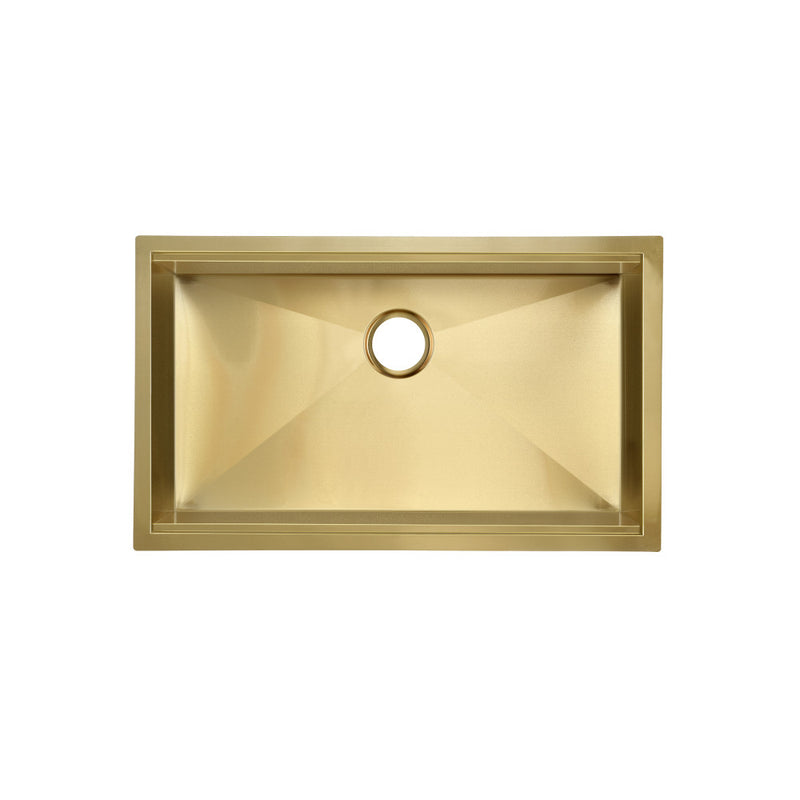 Tourner 32" 18 Gauge Stainless Steel Undermount Kitchen Sink in Polished Gold