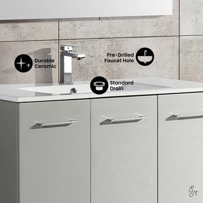 Annecy 36" Freestanding Bathroom Vanity in Gray with Sink Top