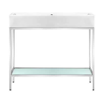 Pierre 40 Single, Freestanding, Open Shelf, Chrome Metal Frame Bathroom Vanity