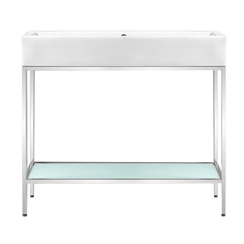 Pierre 40 Single, Freestanding, Open Shelf, Chrome Metal Frame Bathroom Vanity