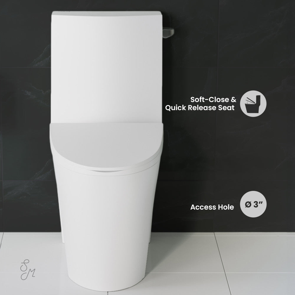 St. Tropez One-Piece 10" Rough-in 1.28 GPF Right-Hand Vortex Flush Elongated Toilet in Glossy White