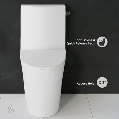 St. Tropez One-Piece 10" Rough-in 1.28 GPF Right-Hand Vortex Flush Elongated Toilet in Glossy White