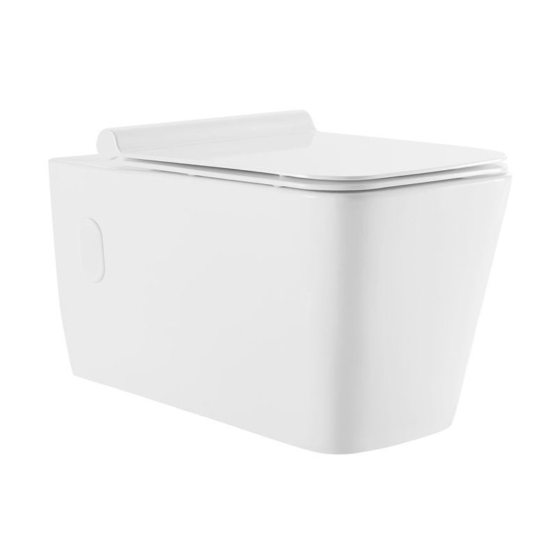 Concorde Wall-Hung Toilet Bundle 0.8/1.6 GPF Dual Flush in Glossy White with Brass Flush Plate