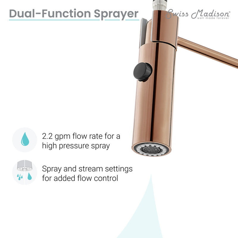 Chalet Single Handle, Pull-Down Kitchen Faucet in Rose Gold