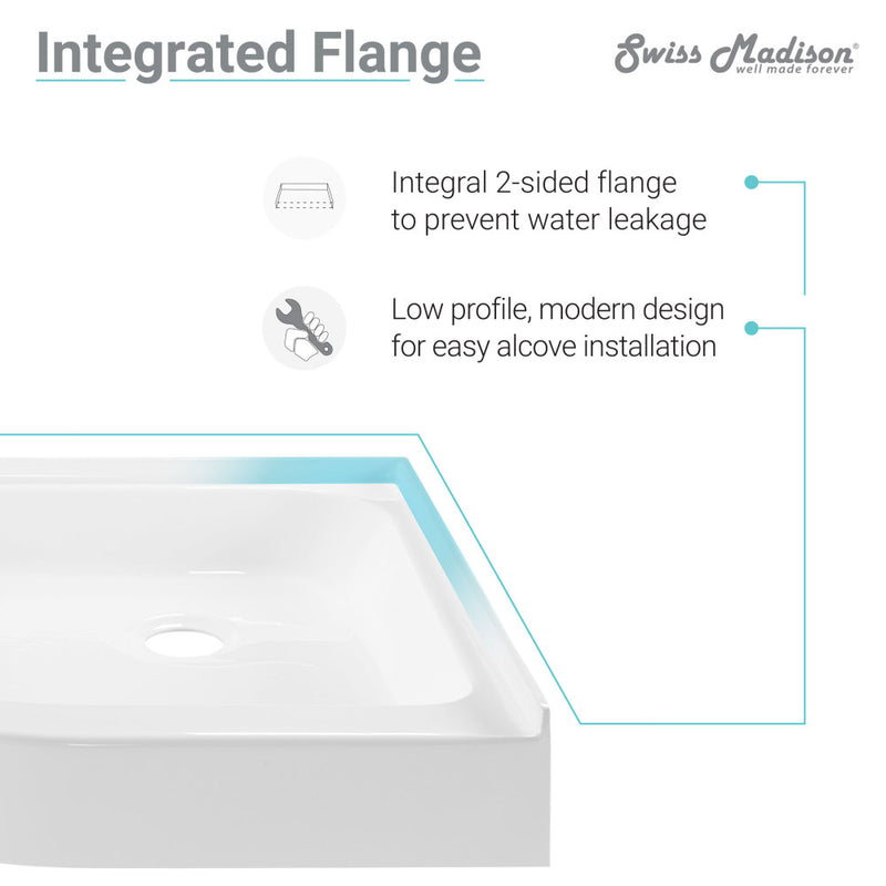 Voltaire 32" x 32" Acrylic White, Single-Threshold, Center Drain, Neo-angle Shower Base