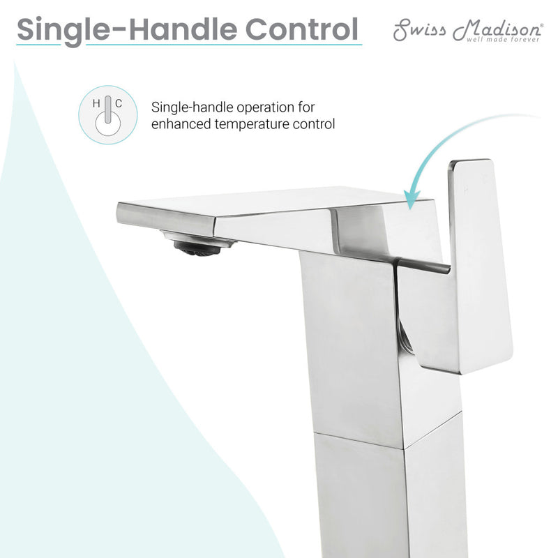 Carre Single Hole, Single-Handle, High Arc Bathroom Faucet in Chrome