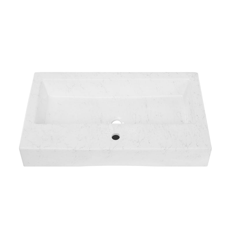 Voltaire Wide Rectangle Vessel Sink in Static Marble