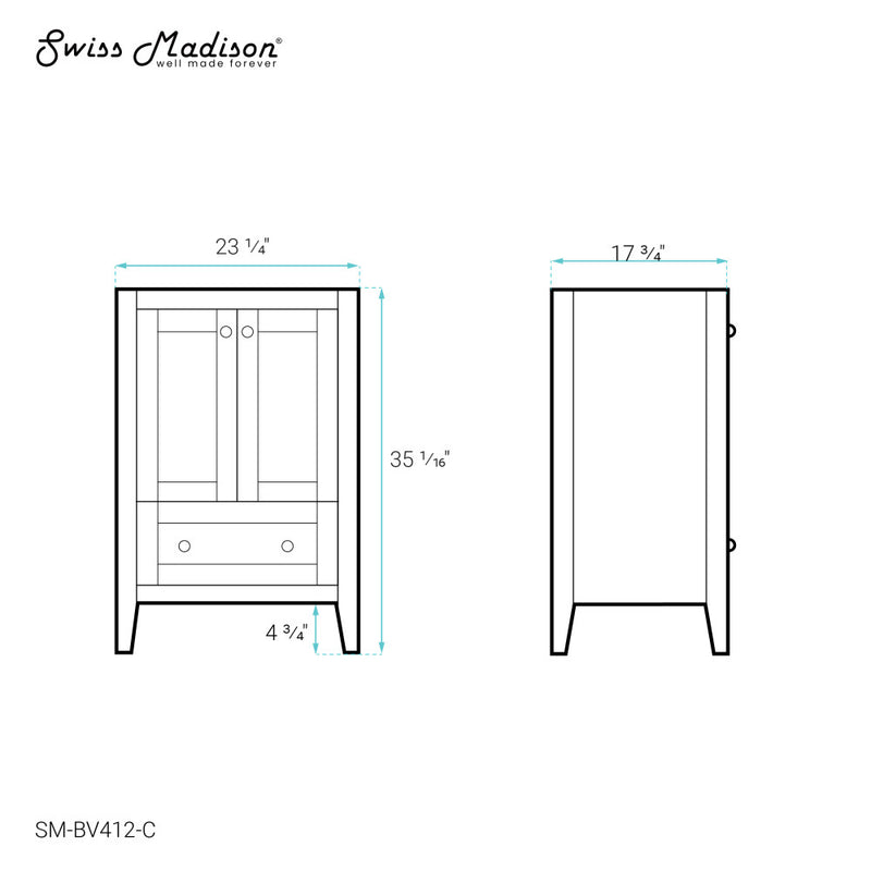 Cannes 24 Bathroom Vanity Cabinet Only (SM-BV412)