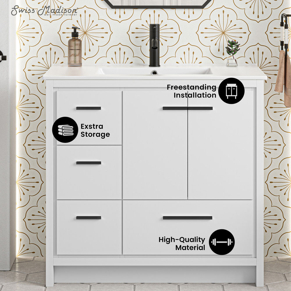 Virage 36 Freestanding, Bathroom Vanity in White
