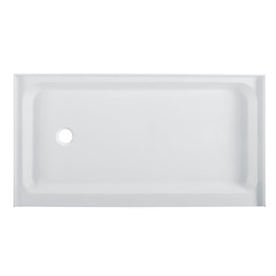 Voltaire 60" x 34" Acrylic White, Single-Threshold, Left Side Drain, Shower Base