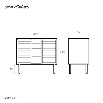 Bron 36" Freestanding Bathroom Vanity Cabinet without Top in Golden Oak
