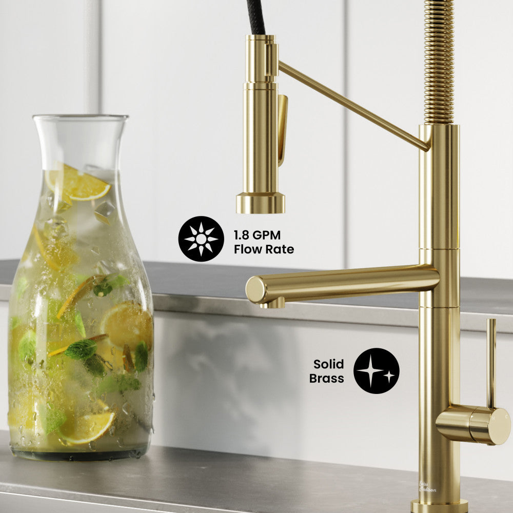 Nouvet Single Handle, Pull-Down Kitchen Faucet with Pot Filler in Brushed Gold