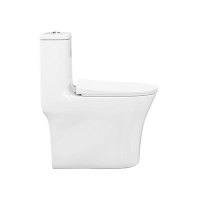 Cascade One-Piece 12" Rough-in 1.1/1.6 GPF Single Vortex Dual Flush Compact Toilet in Glossy White