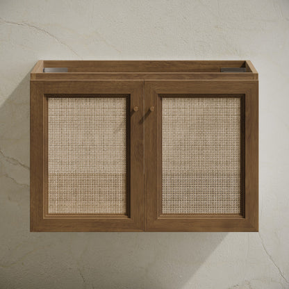 Classe 30" Wall-Mounted Bathroom Vanity in Brown Oak without Sink Top