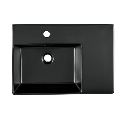 St. Tropez 24 x 18 Ceramic Wall Hung Sink with Left Side Faucet Mount, Matte Black