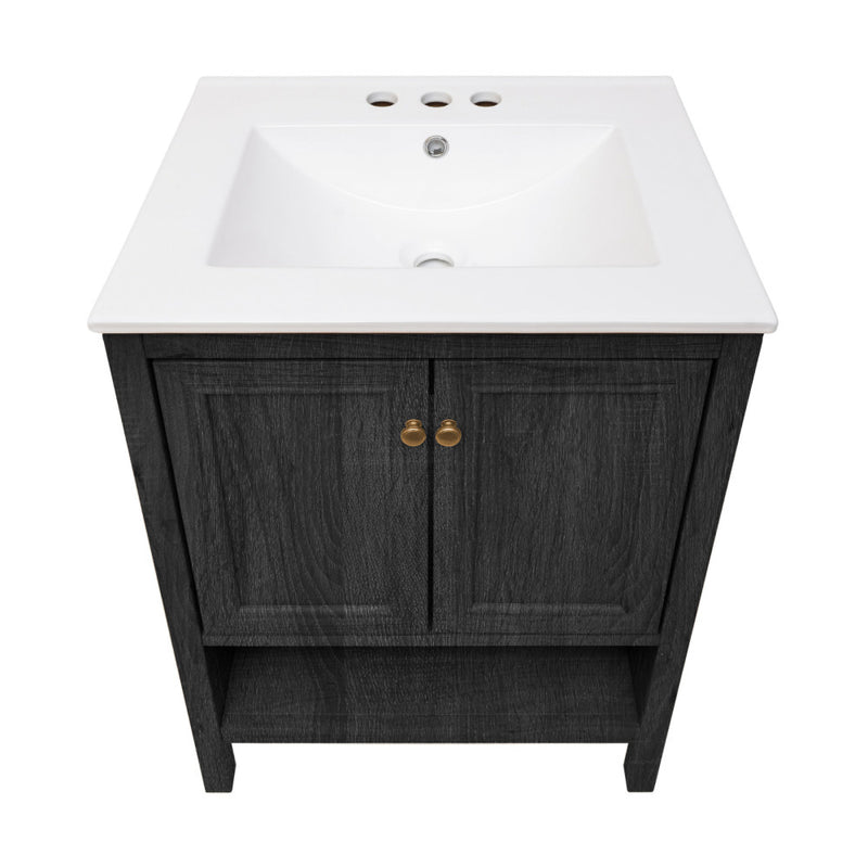 Chateau 24" Freestanding Bathroom Vanity in Black Oak with 3-Hole Centerset Sink Top