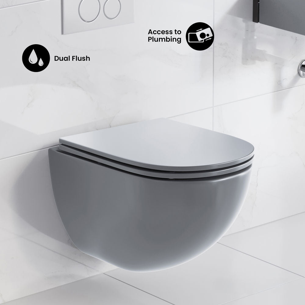 St. Tropez Wall-Hung Toilet Bowl Only in Matte Gray