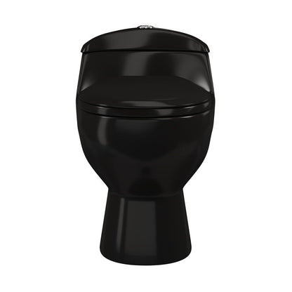 Chateau One-Piece Elongated Toilet Dual-Flush in Glossy Black 1.1/1.6 gpf
