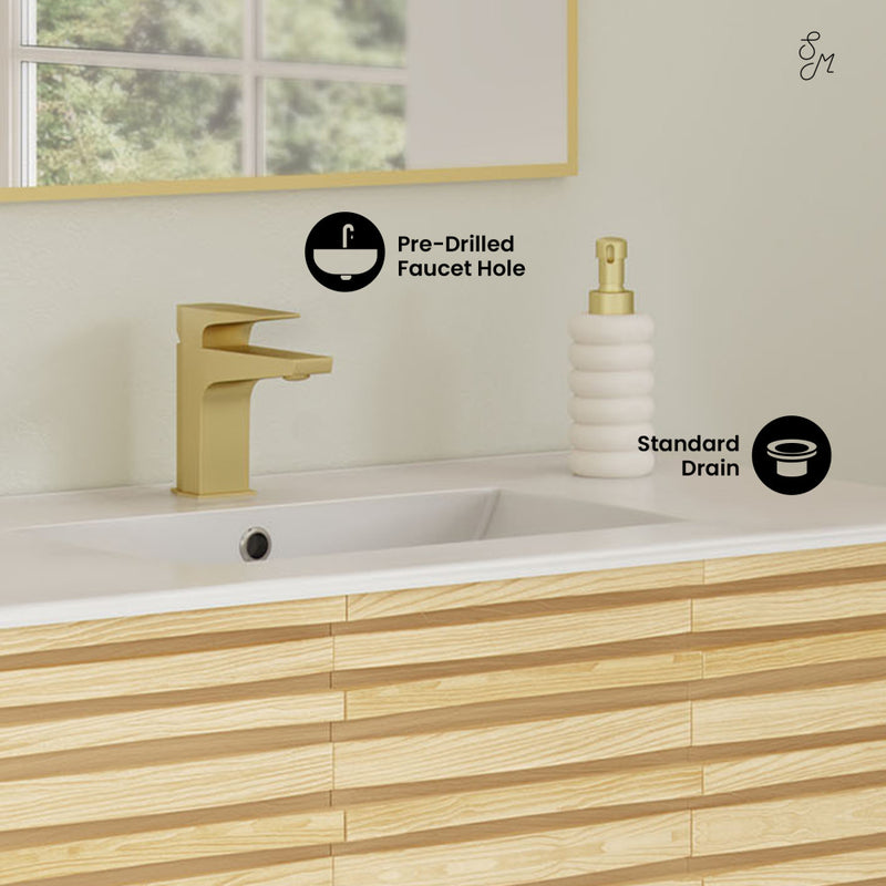 Cascade 36" Freestanding Bathroom Vanity in Natural oak with Sink Top