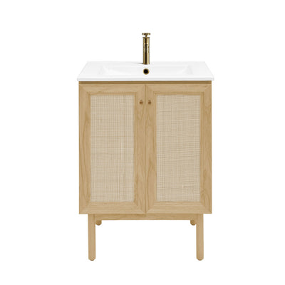 Classe 24" Freestanding Bathroom Vanity in Natural Oak with Sink Top