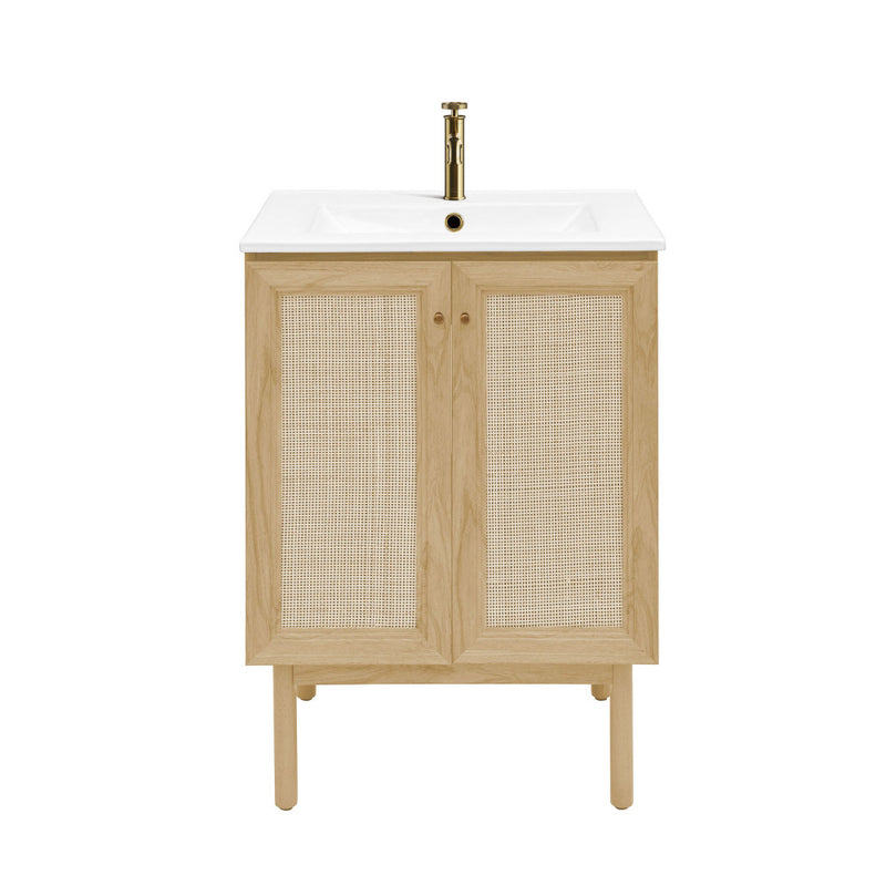 Classe 24" Freestanding Bathroom Vanity in Natural Oak with Sink Top