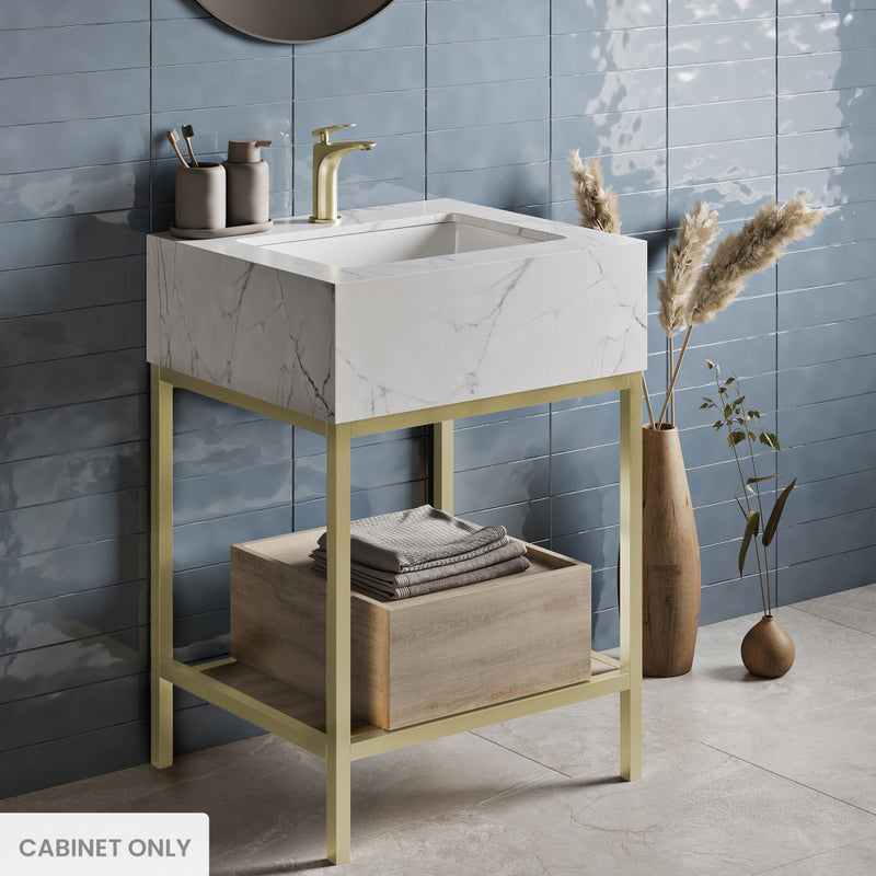 Beau 24 Freestanding, Bathroom Vanity in Oak and Gold Cabinet Only (SM-BV720KGCA)